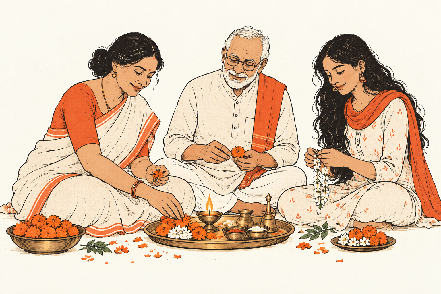Pooja materials laid out for the sankalp
