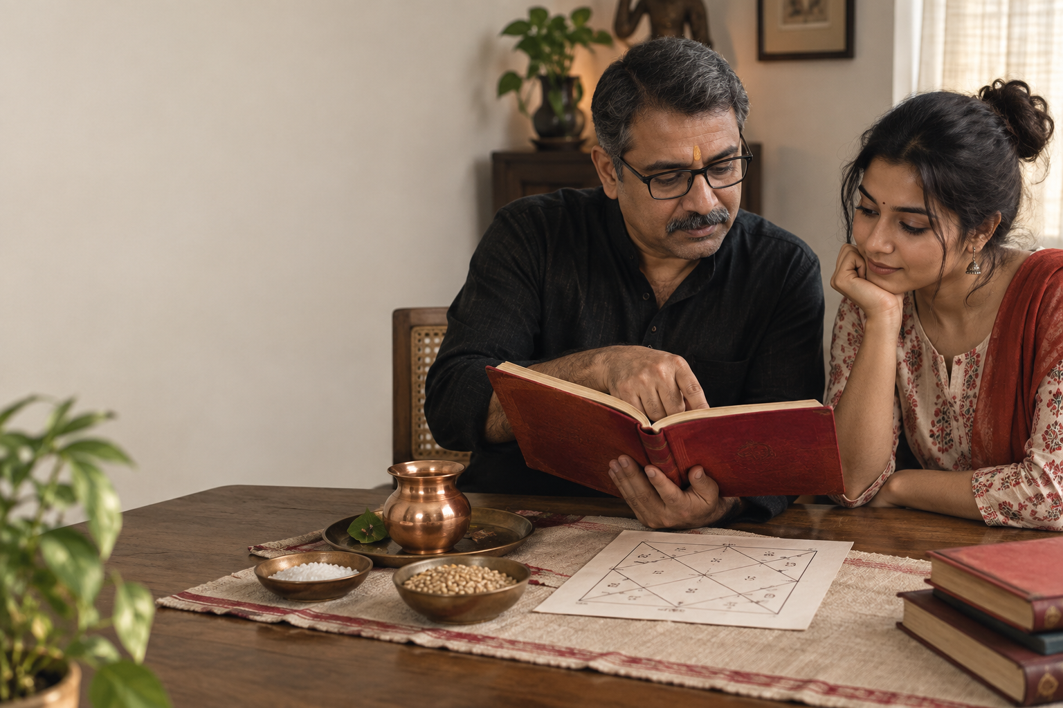 A reader studying a Lal Kitab practice