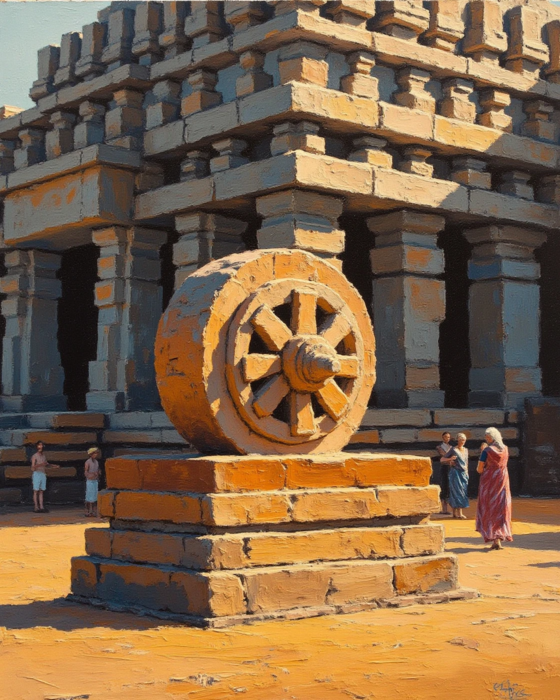 Illustration of carved stone temple architecture